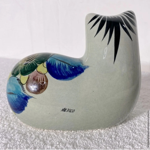 Vintage Tonala Mexico Folk Art Grey Painted Ceramic Cat Statue - Picture 11 of 16